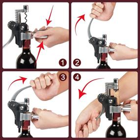 img 2 attached to 🍷 Ultimate 9-Piece Wine Opener Set: Stainless Steel Corkscrew Kit with Decanter Pourer, Alloy Stopper, Thermometer, Foil Cutter, Drip Ring - Presented in Elegant Wooden Case