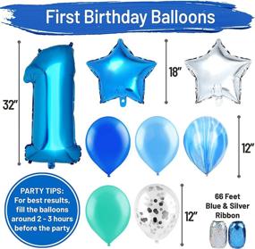 img 1 attached to 🎉 Sea Green and Blue 1st Birthday Decorations for Baby Boys: Star-Themed High Chair ONE Banner, Crown, and Balloons