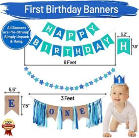 img 2 attached to 🎉 Sea Green and Blue 1st Birthday Decorations for Baby Boys: Star-Themed High Chair ONE Banner, Crown, and Balloons