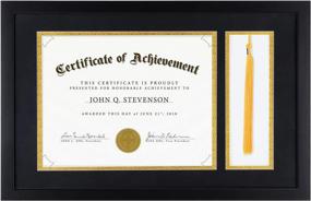 img 4 attached to 📜 ONE WALL Diploma Tassel Shadow Box - Deluxe Frame for 8.5x11 Certificate & Graduation Document - Double Mat (Black Over Gold) - Tassel Hanger - 11.2x17.8 Inch