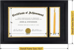 img 2 attached to 📜 ONE WALL Diploma Tassel Shadow Box - Deluxe Frame for 8.5x11 Certificate & Graduation Document - Double Mat (Black Over Gold) - Tassel Hanger - 11.2x17.8 Inch