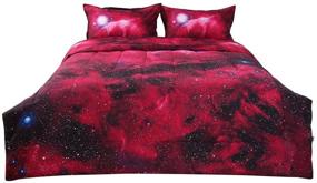 img 4 attached to Uxcell Queen 3 Piece Galaxies Comforter Bedding