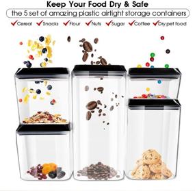 img 2 attached to 🍽️ Spacious Airtight Food Storage Containers - 5 Pieces BPA Free Plastic Containers Set for Kitchen & Pantry Organization, Ideal for Bulk Food, Flour, Sugar and Baking Supplies