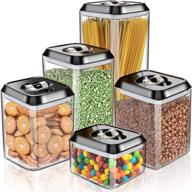 🍽️ spacious airtight food storage containers - 5 pieces bpa free plastic containers set for kitchen & pantry organization, ideal for bulk food, flour, sugar and baking supplies логотип