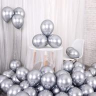 🎈 silver chrome metallic balloons - 100 pcs 12 inch | thick latex helium balloons for birthday, wedding, engagement, anniversary party decorations логотип