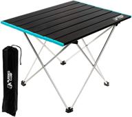 🏕️ medium rugged camp folding camping table - portable, strong, ultralight coffee or side table for outdoors, camping, backpacking, beach, picnics - easy to clean aluminum top логотип