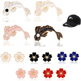 img 4 attached to 🐠 Kukiwhy Enamel Lapel Brooches Pins Set of 14 - Fish and Flower Shaped Cute Cartoon Badge Pins for DIY Backpacks, Clothes, Bags, Jackets, Hats - Decorations and Accessories for Jewelry