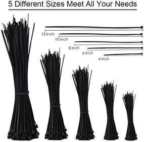 img 2 attached to 🔗 500 Pack Self-Locking Cable Zip Ties - Versatile 4+6+8+10+12-Inch Sizes - 0.16inch Width Nylon - Ideal for Home, Office, Garage & Workshop [Black]