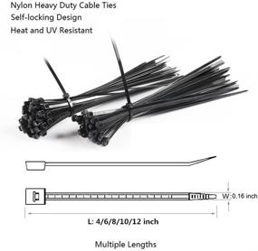 img 3 attached to 🔗 500 Pack Self-Locking Cable Zip Ties - Versatile 4+6+8+10+12-Inch Sizes - 0.16inch Width Nylon - Ideal for Home, Office, Garage & Workshop [Black]