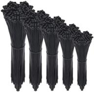 🔗 500 pack self-locking cable zip ties - versatile 4+6+8+10+12-inch sizes - 0.16inch width nylon - ideal for home, office, garage & workshop [black] logo