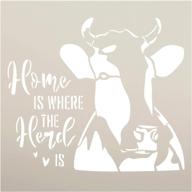 🐄 farmhouse home decor stencil - home where the herd is by studior12, diy cow craft & paint wood sign, reusable mylar template, rural country gift kitchen barn - select size (12 inches x 12 inches) logo