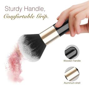 img 1 attached to 💄 Luxspire Flat Kabuki Brush, Large Mineral Powder Makeup Brush, Soft Face Foundation Brush for Blending Makeup - Black & Gold