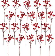 🎄 fangoo 20 count artificial red berry stems, 7.1 inch burgundy red berry picks – perfect for christmas tree decorations, crafts, wedding, holiday season, winter décor, and home decor logo