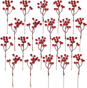 img 4 attached to 🎄 Fangoo 20 Count Artificial Red Berry Stems, 7.1 Inch Burgundy Red Berry Picks – Perfect for Christmas Tree Decorations, Crafts, Wedding, Holiday Season, Winter Décor, and Home Decor