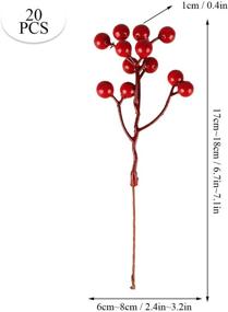 img 3 attached to 🎄 Фангу 20 штук искусственных веточек красной ягоды, 7,1 дюйма вишнево-красные ягодные веточки - идеально подходят для украшения новогодней ёлки, ремесел, свадеб, праздничного сезона, зимнего декора и домашнего оформления.