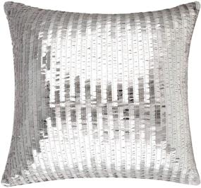 img 4 attached to 🧜 Merrycolor Sequin Throw Pillow Cover: Sparkling Mermaid Decor for Couch Sofa - Silver Glitter Accent, 16x16 Inches - Home Decorative Cushion in Silver