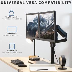 img 3 attached to 🖥️ VIVO Dual Monitor Arm Mount for 17 to 32 inch Screens - Adjustable Height, Articulating Tilt & Swivel, Heavy Duty VESA Stand with Desk C-clamp and Grommet Option - STAND-V002K