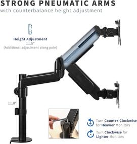 img 2 attached to 🖥️ VIVO Dual Monitor Arm Mount for 17 to 32 inch Screens - Adjustable Height, Articulating Tilt & Swivel, Heavy Duty VESA Stand with Desk C-clamp and Grommet Option - STAND-V002K