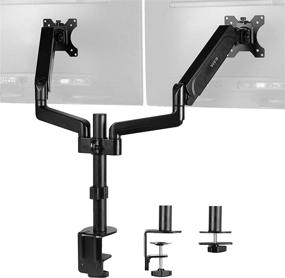 img 4 attached to 🖥️ VIVO Dual Monitor Arm Mount for 17 to 32 inch Screens - Adjustable Height, Articulating Tilt & Swivel, Heavy Duty VESA Stand with Desk C-clamp and Grommet Option - STAND-V002K