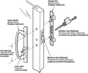 img 1 attached to 🚪 Prime-Line C 1280 Mortise-Style Sliding Door Handle Set - Easy Replacement for Old, Damaged Handles - Right- or Left-Handed Doors - White Diecast, 3-15/16” Mounting Holes