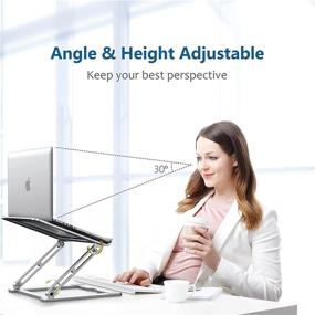 img 3 attached to 🖥️ Adjustable Laptop Stand Holder for Desk - Portable Laptop Riser with Multi-Angle Height Adjustment - Suitable for MacBook Air/Pro and Various Notebooks 10-17.3" - Silver