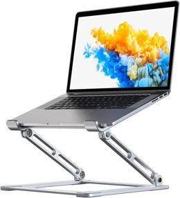 img 4 attached to 🖥️ Adjustable Laptop Stand Holder for Desk - Portable Laptop Riser with Multi-Angle Height Adjustment - Suitable for MacBook Air/Pro and Various Notebooks 10-17.3" - Silver