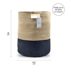 img 1 attached to 🧺 Chloe and Cotton Extra Large Tall Woven Rope Storage Basket 19 x 16 inch Jute Black Handles: Versatile and Stylish Storage Solution for Laundry, Blankets, Toys, and More!