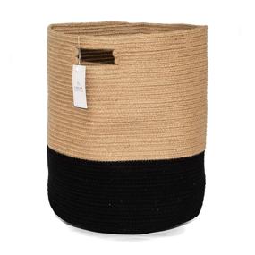 img 4 attached to 🧺 Chloe and Cotton Extra Large Tall Woven Rope Storage Basket 19 x 16 inch Jute Black Handles: Versatile and Stylish Storage Solution for Laundry, Blankets, Toys, and More!