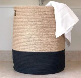 img 2 attached to 🧺 Chloe and Cotton Extra Large Tall Woven Rope Storage Basket 19 x 16 inch Jute Black Handles: Versatile and Stylish Storage Solution for Laundry, Blankets, Toys, and More!