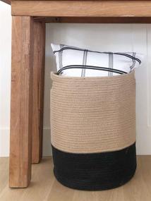 img 3 attached to 🧺 Chloe and Cotton Extra Large Tall Woven Rope Storage Basket 19 x 16 inch Jute Black Handles: Versatile and Stylish Storage Solution for Laundry, Blankets, Toys, and More!