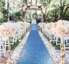 img 3 attached to 💙 2FTx15FT Baby Blue Sequin Aisle Runner - Perfect Wedding Ceremony Decorations & Outdoor Carpets