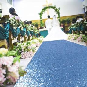 img 4 attached to 💙 2FTx15FT Baby Blue Sequin Aisle Runner - Perfect Wedding Ceremony Decorations & Outdoor Carpets