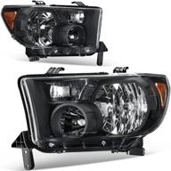 quality headlight assembly for 2007-2013 tundra / 2008-2017 sequoia - chrome housing, amber reflector, clear lens by autosaver88 logo