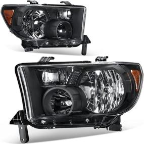 img 4 attached to Quality Headlight Assembly for 2007-2013 Tundra / 2008-2017 Sequoia - Chrome Housing, Amber Reflector, Clear Lens by AUTOSAVER88