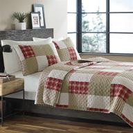 🛏️ eddie bauer camino island collection: queen size reversible & light-weight quilt bedspread with matching shams, 3-piece bedding set in red, 100% cotton, pre-washed for extra comfort logo
