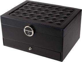 img 4 attached to 📦 Versatile Jewelry Box Organizers: Neatly Store Necklaces, Earrings, Rings, Watches - Large Capacity Storage Case Holder with Mirror and Elegant PU Leather (Black)