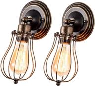 vintage wall sconces set: industrial wire cage light with adjustable vintage metal barn design for indoor farmhouse lighting (bulb not included) логотип