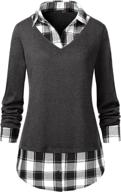 👚 contrast plaid collar 2 in 1 blouse tunic tops for women by djt logo