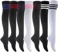 🧦 stylish and comfortable: lovely annie big girl's 7 pairs over-the-knee thigh high cotton socks in size l/xl logo