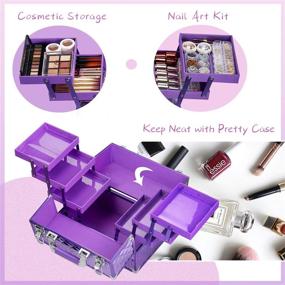 img 1 attached to 💄 Frenessa 12-Inch Large Portable Cosmetic Case - 6 Tier Trays Professional Makeup Storage Organizer Box with Lockable Keys - Purple | Travel-Friendly Makeup Train Case for Women and Girls