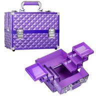 💄 frenessa 12-inch large portable cosmetic case - 6 tier trays professional makeup storage organizer box with lockable keys - purple | travel-friendly makeup train case for women and girls logo