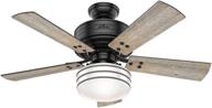 hunter cedar key 44 inch black ceiling 🔌 fan with led light & remote control - indoor/outdoor 54149 логотип