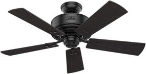 img 1 attached to Hunter Cedar Key 44 inch Black Ceiling 🔌 Fan with LED Light & Remote Control - Indoor/Outdoor 54149