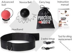 img 3 attached to 🥊 Punching Mania Boxing Reflex Ball Set for Adults and Kids – 2 Pro Punching Fight Balls on String for Enhanced Hand-Eye Coordination and Cardio Training, Boxing Workout Equipment – BONUS Carry Bag + Replacement KIT