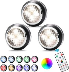 img 4 attached to 💡 GALLIA Battery Powered RGB Puck Lights: Dimmable, Wireless LED Under Cabinet Lighting with Remote - 3 Pack, Small-Black (4 Dynamic Modes, Timer Off Function)