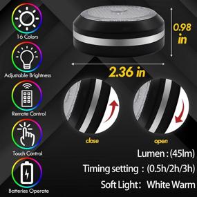 img 3 attached to 💡 GALLIA Battery Powered RGB Puck Lights: Dimmable, Wireless LED Under Cabinet Lighting with Remote - 3 Pack, Small-Black (4 Dynamic Modes, Timer Off Function)