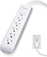 💡 philips 6-outlet surge protector with 4ft extension cord and flat plug, 720 joules, wall mountable, circuit breaker, automatic shutdown, etl listed - white (spp3064we/37) логотип