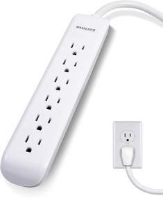 img 4 attached to 💡 Philips 6-Outlet Surge Protector with 4ft Extension Cord and Flat Plug, 720 Joules, Wall Mountable, Circuit Breaker, Automatic Shutdown, ETL Listed - White (SPP3064WE/37)