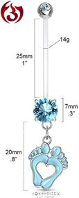 img 3 attached to Forbidden Body Jewelry: Adjustable 14G Pregnancy Bioflex Belly Ring with Flexible Dangle Baby Feet CZ - 1 Inch