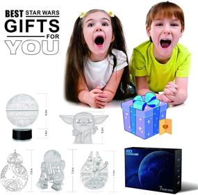 img 3 attached to Star Wars Gifts: 2 Bases, 5 Patterns 3D Illusion Lamp - LED Night Light for Kids Room Decor, 7 Color Change - Cool Gifts for Star Wars Fans, Men, Boys, Girls - Perfect for Birthdays